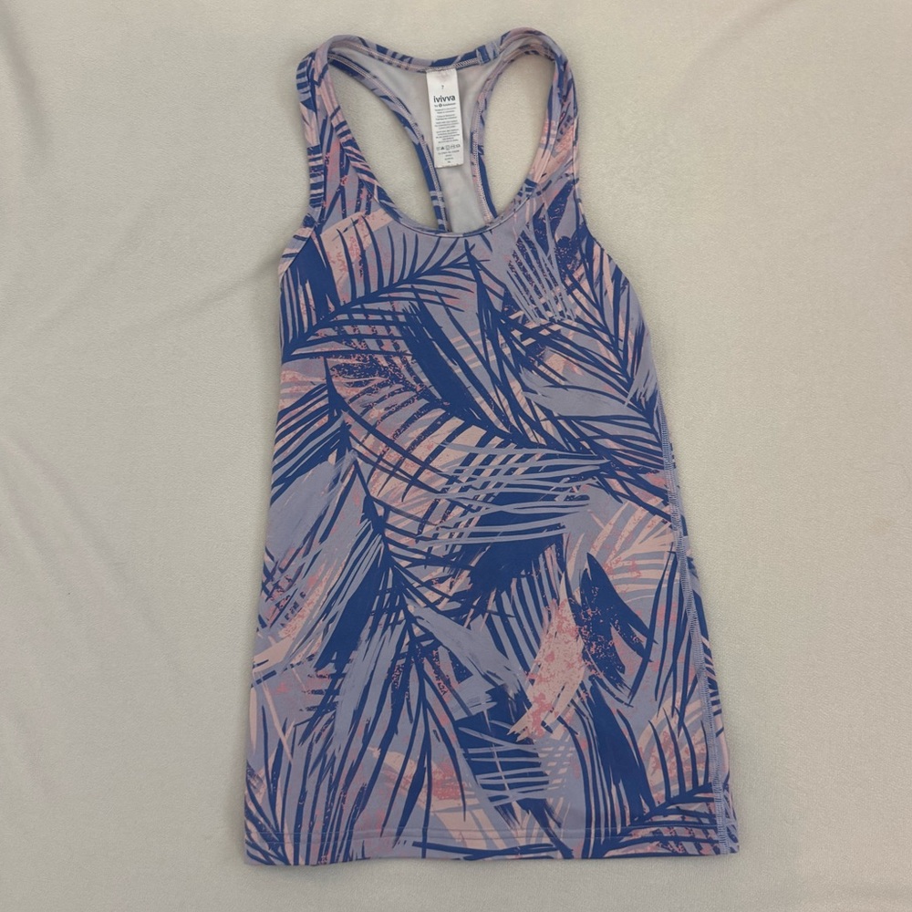 Ivivva Purple and Pink Palm-Print Racerback Tank - lululemon kids